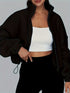 Damen Fleece-Jacke Sweatshirt mit Reißverschluss und Kordelzug | Langärmlige Jacke für Herbst und Winter